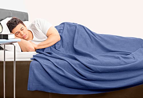 Utopia Bedding 100% Cotton Blanket (Twin Size - 90X72 Inches) 350Gsm Lightweight Thermal Blanket, Soft Breathable Blanket For All Seasons (Wedgewood) #TOP7
