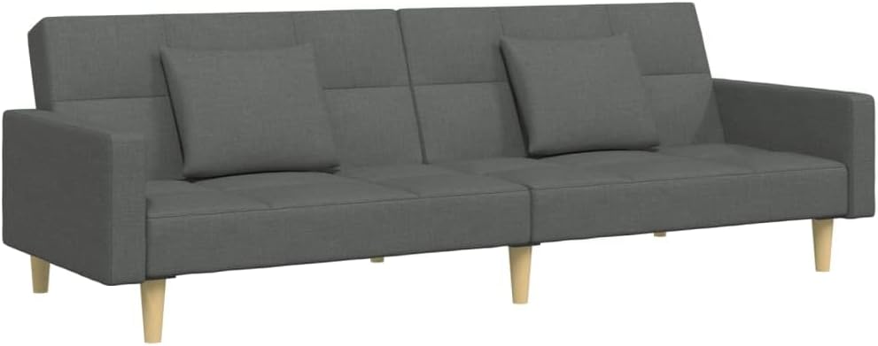 vidaXL Sofa Bed Dark Grey Polyester Fabric 2-Seater