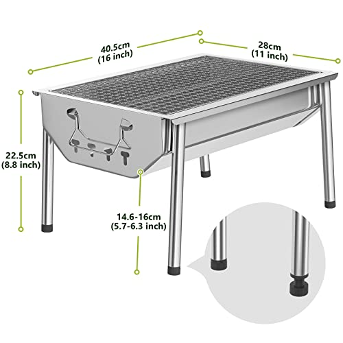 Resvin Portable Charcoal Grill, Stainless Steel Bbq Grill, Small Tabletop Grill For Outdoor Camping Picnic Patio Backyard Cooking #TOP5