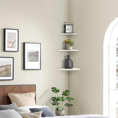 Étagère murale d'angle blanche à 3 étages pour optimiser le rangement suspendu