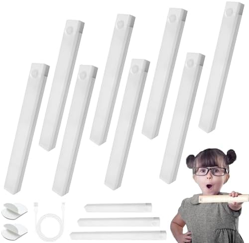 2025 Upgraded Punch-Free Smart Sensor Magnetic Rechargeable LED Lights, Rechargeable Motion Sensor Light, Wireless Motion Sensor Indoor Lights, Stick On Lights for Kitchen/Stairs (6PC-Warm, 11.8in)