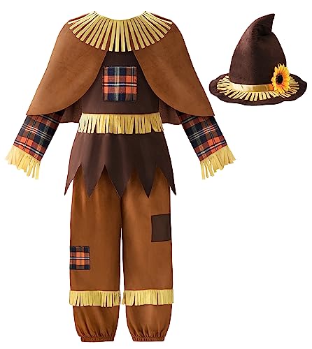 ReliBeauty Disfarce de espantalho para criança, disfarce de espantalho para carnaval infantil, 110