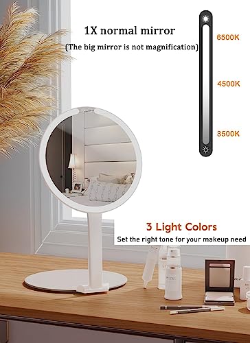 Makeup Mirror With Lights, 8" Foldable Lighted Makeup Mirror For Travel, 46 Led Dimmable Portable Vanity Mirror With 3 Lighting Modes (Circular) #TOP2