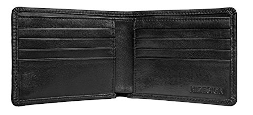 Hidesign Angle Stitch Vegetable Tanned Leather Men's Slim Bifold Wallet with RFID Shielding Technology & 8 Card Slots - Size (L x H - 4.5 x 3.5 inches), Black3