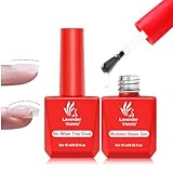 Lavender Violets Rubber Base Gel & No Wipe Top Coat 2pcs 15ml Set Strengthen Apex Building Enhance Reinforced Long Lasting Protect for Thin Weak Nails A102+A105