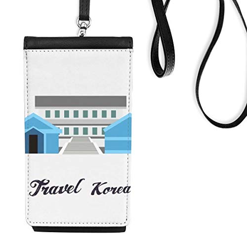 Sac téléphone DMZ Corée porte-monnaie suspendu en faux cuir noir pour smartphone