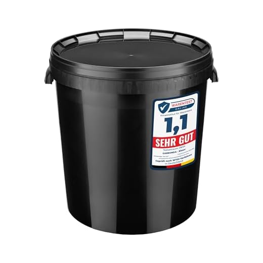 Garronda Eimer mit Deckel 30 L für die Lagerung von Lebensmittel- und Chemischen Produkten 1 Stück Schwarz GD-0104