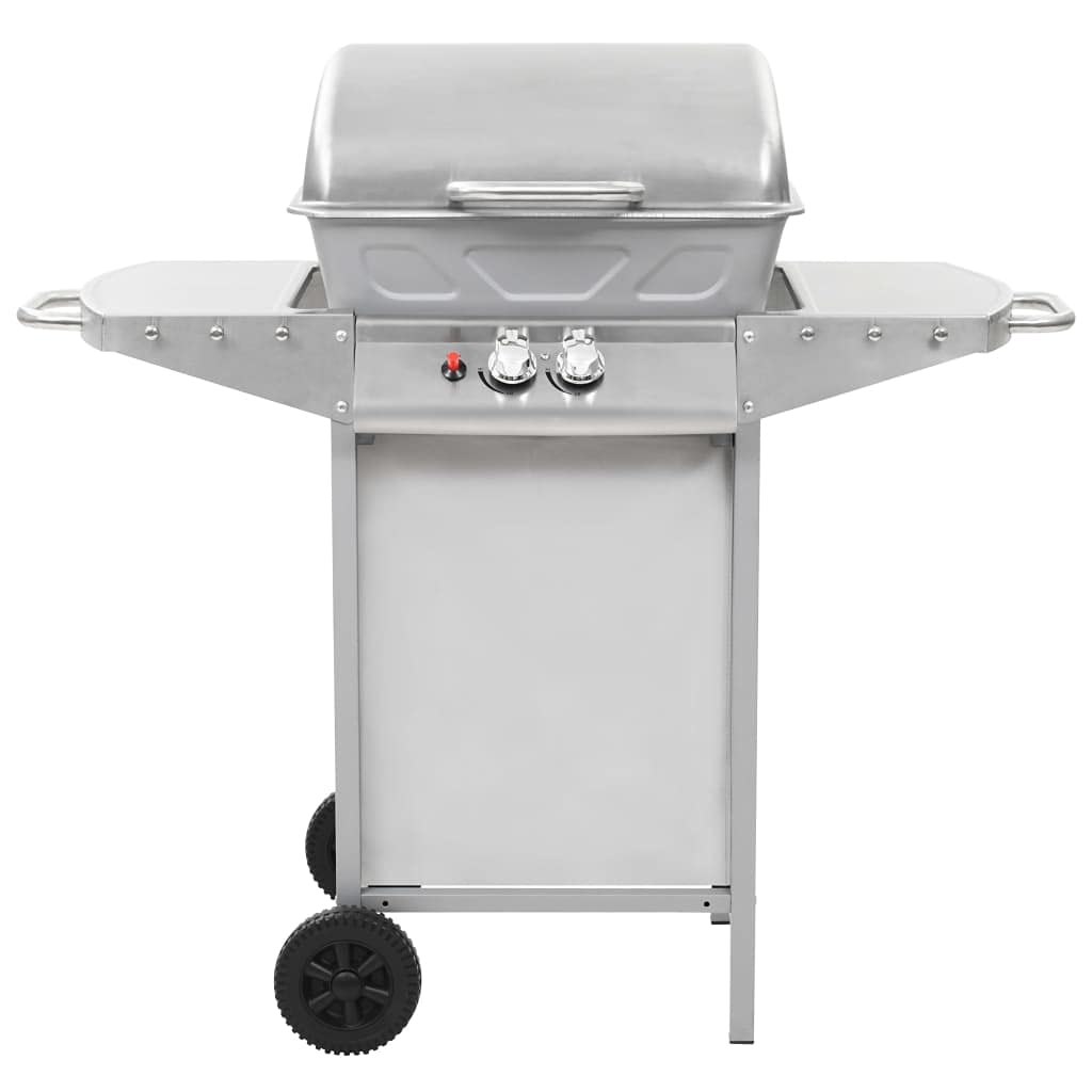 Homgoday Barbecue a gas con 2 zone di cottura, in acciaio inox, colore argento