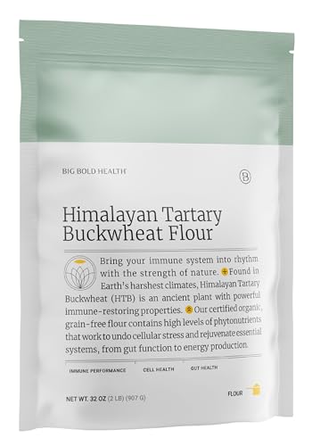 BIG BOLD HEALTH Himalayan Tartary Buckwheat Organic Gluten Free Flour | 100+ Immune-Active Nutrients | 100% USDA Organic Grain-Free Flour | Non-GMO | USA Grown (2lb)