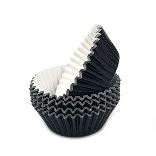 Image of Standard Black Foil Cupcake Liners Muffin Baking Cups for Party and More, 100-Count