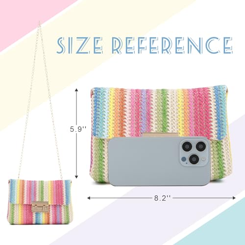 Oweisong Small Summer Straw Purse for Women Woven Beach Crossbody Bag Colorful Vacation Shoulder Handbag2