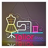 Hängende Kunst-Leuchtreklamen Leuchtreklame Tailor Shop Für Umbau, Reparatur, Kostümgeschäft, Kleidung, Wanddekoration, Leuchtschilder, USB-betrieben, Dimmbare Lampe, 42cmx30cm