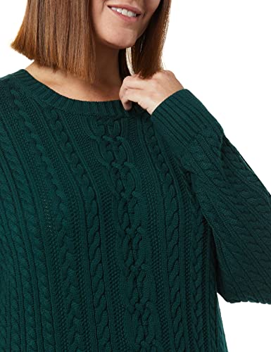 Amazon Essentials Women's Fisherman Cable Long-Sleeve Crewneck Sweater (Available In Plus Size), Deep Green, X-Large #TOP4