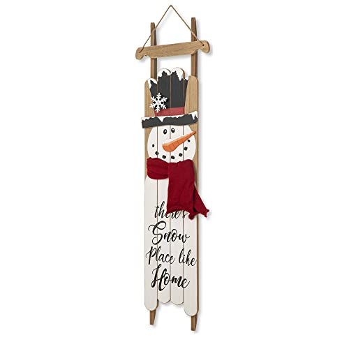 Glitzhome Rustic Farmhouse Style Hanging Welcome Wooden Christmas Porch Sign, 42"H, Snowman (JK43754) by Glitzhome - Used condition - US$37.48