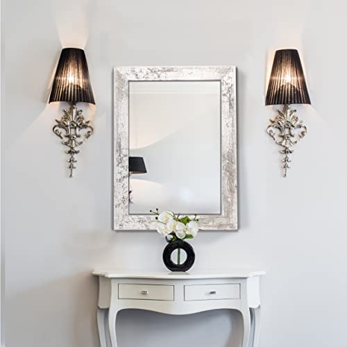 Syndra Farmhouse Mirror Decorative Wall Mounted Mirror For Bedroom, Living Room, Bathroom,Washroom,Entryway,Farmhouse Decor,Hangs Horizontally Or Vertically,20" X 28" White #TOP3