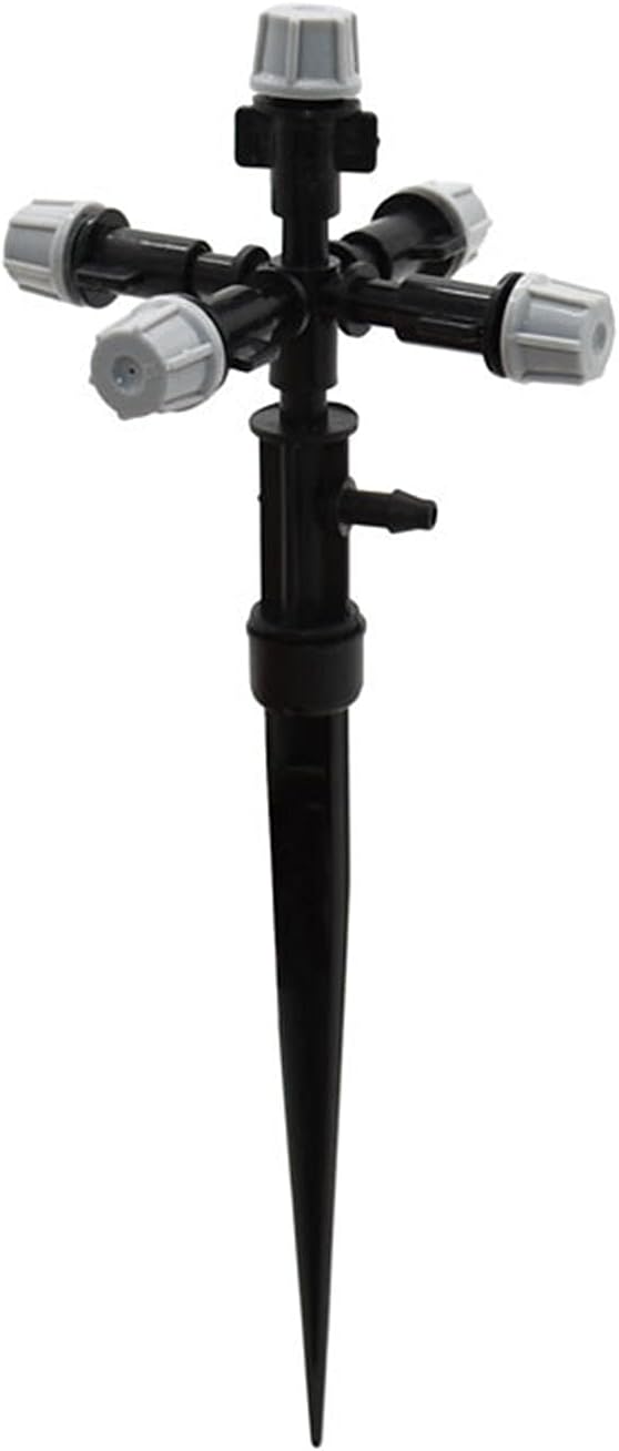 Gardening Irrigation Dripper Drip Irrigation Cross Water Nozzle Gray Adjustable Atomizing Sprinkler Nozzle Holder Drippers Mist Sprinkler for 4/7 Hose 10pcs