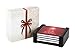 Happy Holidays Merry Christmas Designer Ceramic Coaster Set (4 coasters, Red and Blue colors, each almost 4 X 4 inches) with matching wooden coaster holder. (Red and Blue)