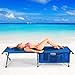 TANGZON Folding Camp Bed for Adults, Extra Wide Portable Camping Cot with Carry Bag, Heavy Duty Sturdy Sleeping Cot for Travel Beach Office (204kg Capacity, with Side Pockets, Blue, 190x73x42cm)