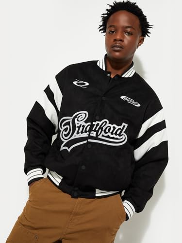 Image of Max Men Polyester Standard Length URB N Printed Varsity Jacket