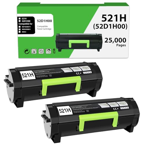 WEYNUONY 52D1H00 521H Toner Cartridge Black High Yield 25,000 Pages 2 Pack