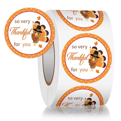 Louise Maelys 2 Inch Happy Thanksgiving Stickers,500Pcs