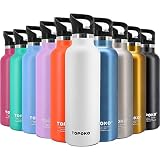 TOPOKO 25 OZ Double Wall Stainless Steel Water Bottle, Straw Lid with Handle, Vacuum Insulated, Swea