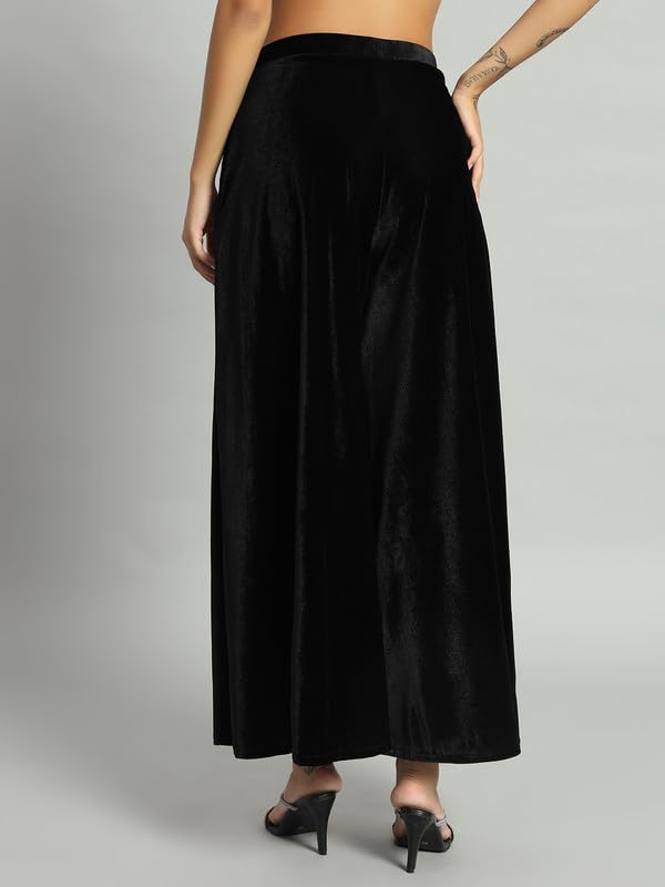Image of Vaararo Party Trousers for Women | Shiny Velvet Fabric Wide Bottoms Stylish Palazzo Pants