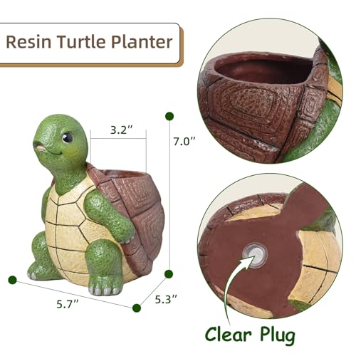 Saysmile Cute Turtle Planters for Indoor Plants, Small Succulent Pots with Drainage Hole, Unique Resin Plant Pots for Indoor Outdoor Use, Decorative Succulent Planters, Gift Ideas for Plant Lovers by Saysmile - Used condition - Image 5
