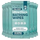 Extra Large Bath Wipes for Adults Bathing No Rinse - 80 Ultra Thick Disposable Body Wipes for Men, Women & Elderly - Great for Gym, Camping, Post Surgery