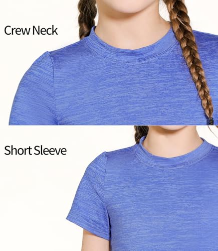 3 Pack Girls Athletic Shirts Short Sleeve Quick Dry Fit Crew Neck Activewear Summer Tees Tops for Kids Teens4