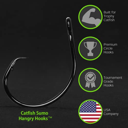 Hangry Catfish Hooks - Straight Shank Circle Hooks For Big Catfish (10/0) #TOP4