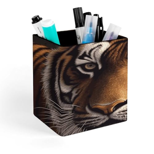 QWNMD Square Pen Holder Bengal TigerOffice Supplies Pen Pencil for Desk Home School for Kids Teachers Colleagues