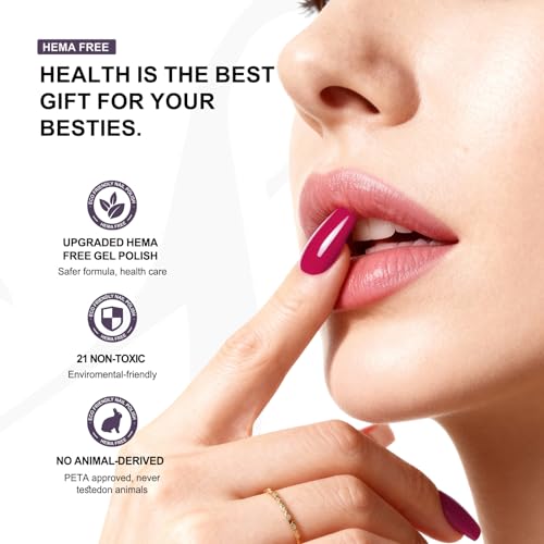 Hema-Free Gel Nail Polish 15ml, Long Lasting Hypoallergenic Professional Nail Color with Brilliant Shine, Salon-Quality UV Polish for Sensitive Skin, Home DIY Nail Art Gifts for Women (Fuchsia) — view 3