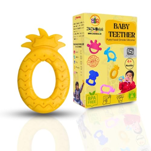 Image of Pineapple Shape Soft Silicone Teether for Baby Gums, Teething Toys for Babies, BPA Free, Pain-Relief, Non-Toxic, 100% Food Grade, Soothing & Smooth Edges Easy to Grasp Chewable- (Pack of 1)