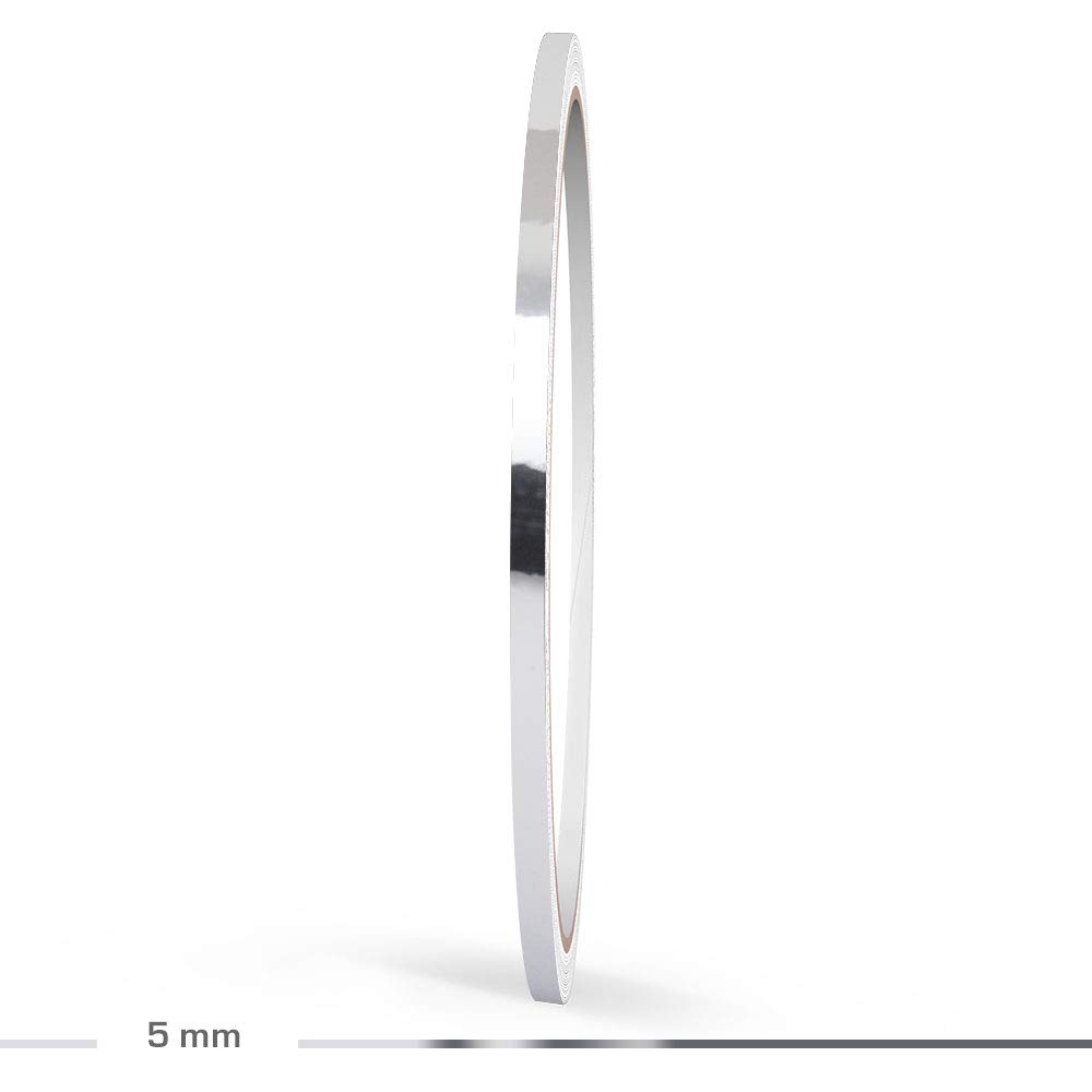 Motoking Decorative Stripe, Chrome Silver, 5 mm Width, 10 m Length, Sticker Foil Car Boat Motorbike Motorhome Caravan