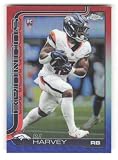 2025 Topps Chrome Red/White/Blue Refractor #330 RJ Harvey RC Rookie Denver Broncos NFL Football Trading Card