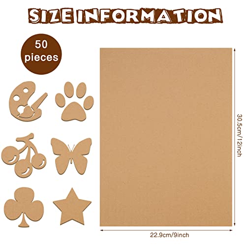 Image of 50 Pack Corrugated Cardboard Sheets Flat Hard Cardboard Inserts Back to School Classroom Supplies Flat Squares Separators for Shipping, Mailing, Packing, Art Projects, DIY Crafts(9 x 12 Inch,Brown)
