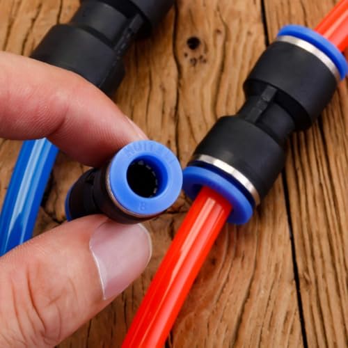 FACULX - Push in Fittings for 6mm 8mm 10mm 12mm Pneumatic Tubing, Straight Air Line Connectors Quick Hose Repair Coupling with Oval Release for Ring, 40 Pack