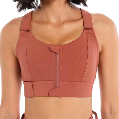 Image of Women's High Impact Sports Bra with Zip Front High Support Wireless Adjustable Plus Size for Large Breasts