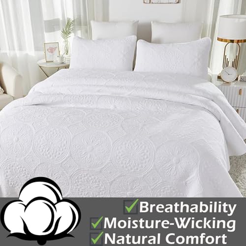 Brandream 20231010QS0066 Luxury Medallion Quilt Bedding Set King Size Cotton Farmhouse Comforter Set Queen Size Bedspread Matelasse Coverlet Set thumb #1