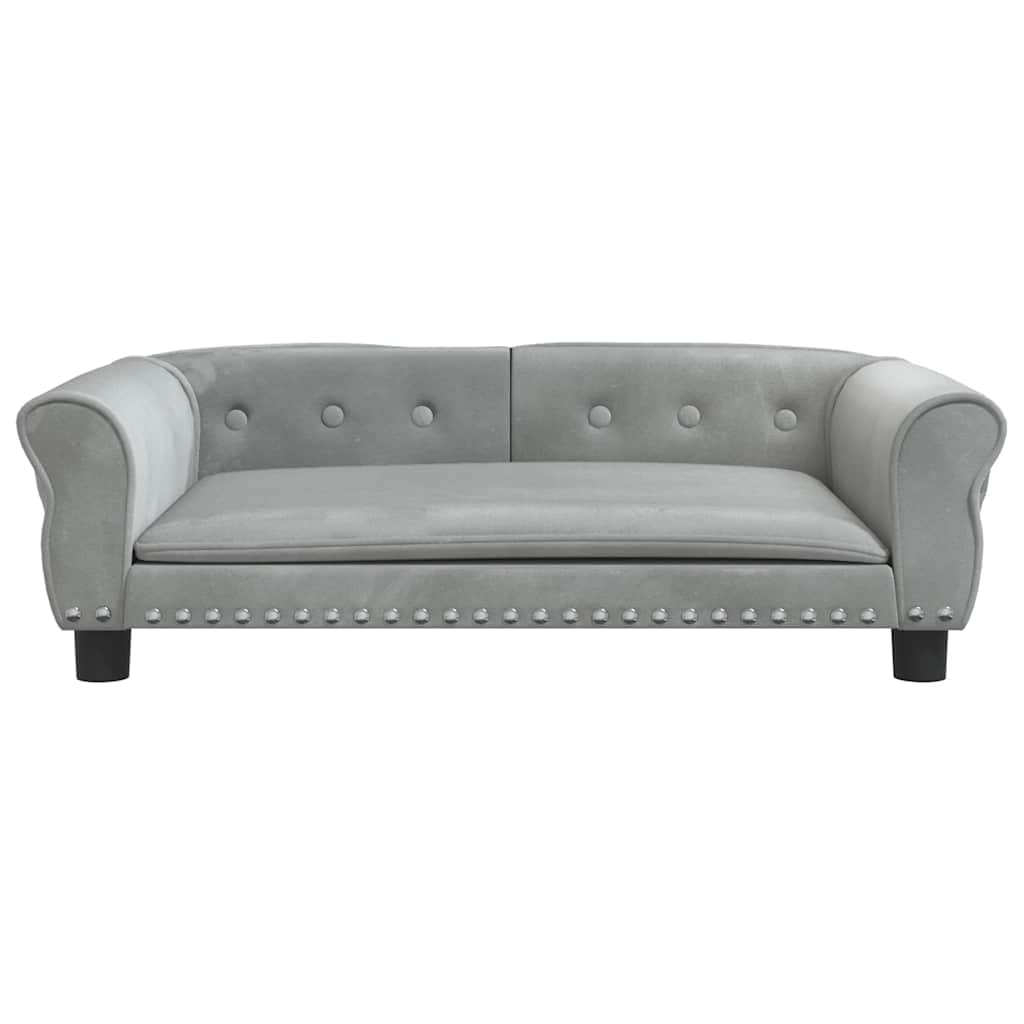 vidaXL Cama para Perros de Terciopelo Gris Claro 95x55x30 cm, sofá para Perros, Cama para Cachorros, Asiento para Perros, sofá para Mascota