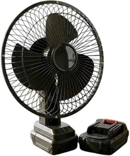 Image of Portable Rechargeable Table Fan with 2 Batteries & Charger, Cordless High-Speed Adjustable Cooling Fan for Home, Office & Outdoor Use