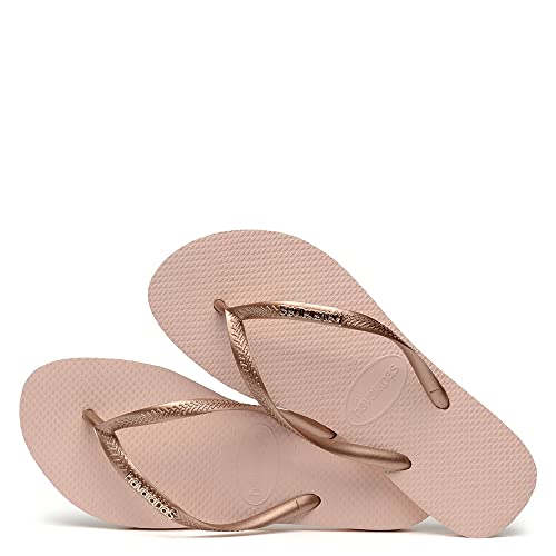 Chinelo Slim Logo Metallic, Havaianas, Feminino, Rosa Ballet/ Dourado Blush, 37/38