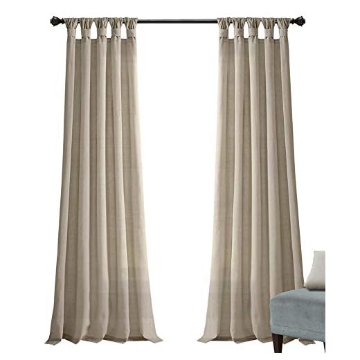 Lush Decor Dark-Linen Burlap Knotted Tab-Top Window Curtain Panel Pair (84" x 45")