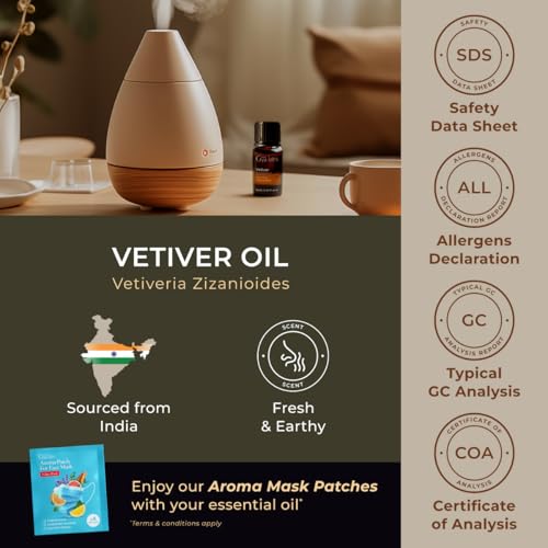 Image of 100% Pure Vetiver Essential Oil - 0.34 Fl Oz - Vetiver Oil for Hair, Skin, Diffuser, Aromatherapy & DIY Candle Making Scent