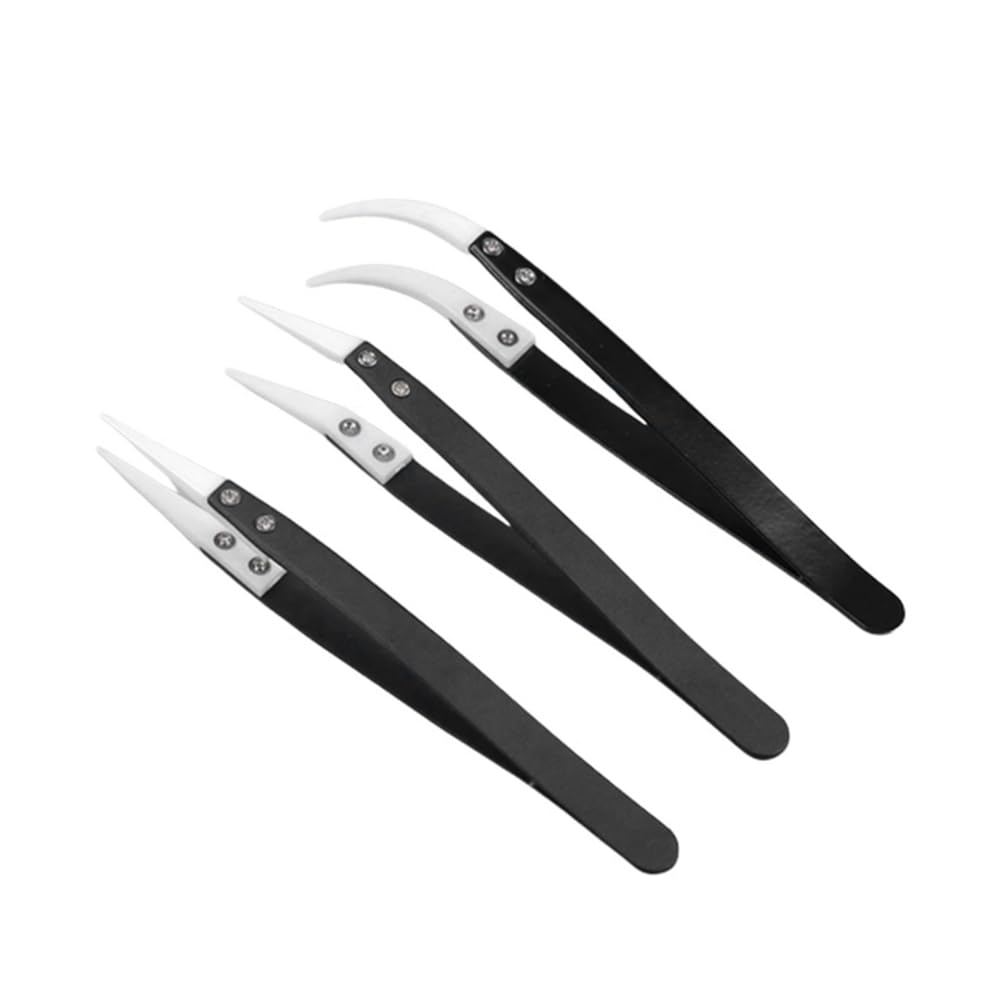 ximie 3 PCS Ceramic Tweezers with Black Handle Insulation Maintenance and Clamping Tools High Temperature