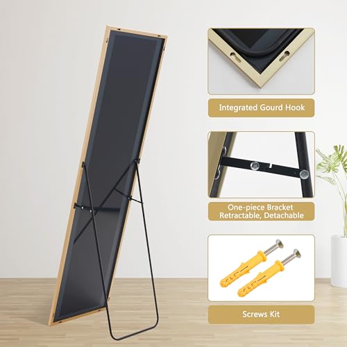 Image of Gold Mirror Full Length, 21 inchx64 inch Rectangle Full Body Mirror with Stand