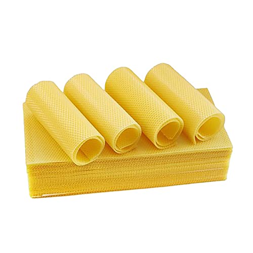 Qyuruisi 30pcs Natural Beeswax Sheets Bee Honey Sheets Beekeeping Honey Bee Hives Beehive Foundation Deep Hive Foundation Beeswax Sheets for Candle Making(16.34 x 7.68in or 41.5 x 19.5cm)