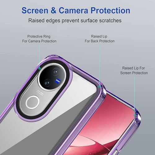 Image of Zapcase Back Case Cover for Vivo V50 5G | Compatible for Vivo V50 5G Back Cover | Case Cover with Camera Protection | (TPU + PC | Translucent Purple)