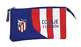Licencia oficial safta 812045744 Estuche portatodo Triple Escolar Atlético de Madrid, Multicolor